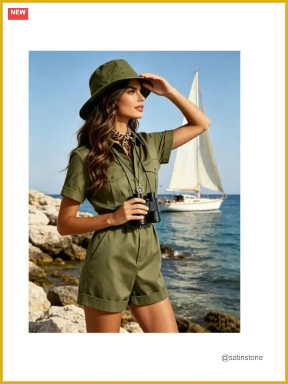 5-Piece Safari Explorer Costume Set for Women Adults Halloween Romper Hat Scarf